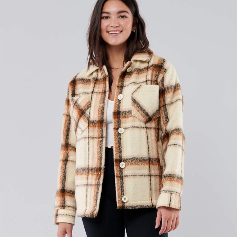 Hollister Plaid Cozy Brushed Shirt Jacket